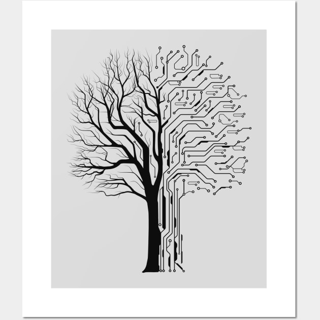 Digital tree black Wall Art by Tigr